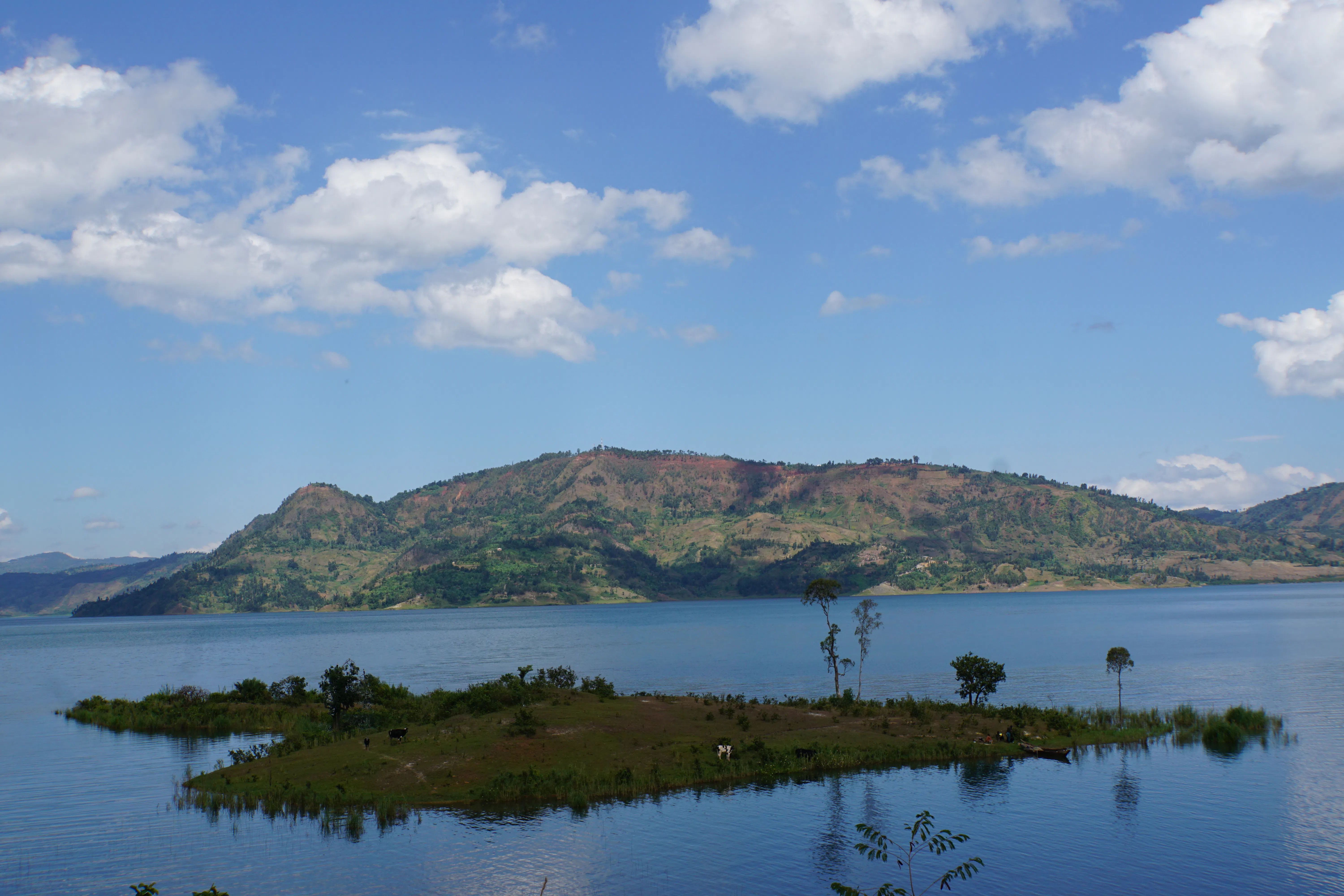 view of the island in the lake